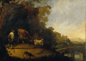 Holandés - Un hombre conduciendo vacas de Unbekannt Unbekannt